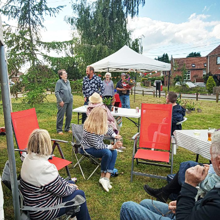 Tuttington picnic, flowers on the Green